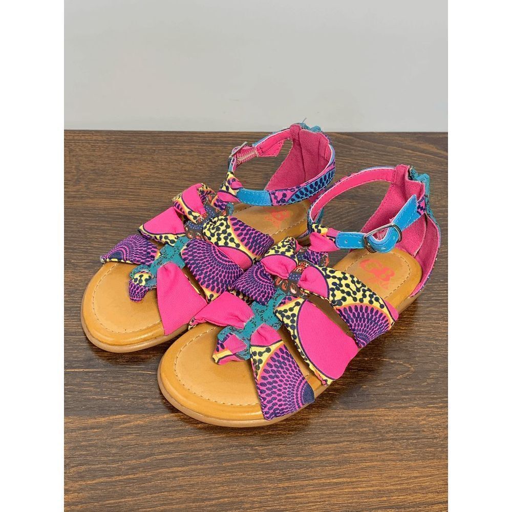 GB Girls Kids Jaxxy Strappy Flat Sandals Pink Back Zip Size 11M